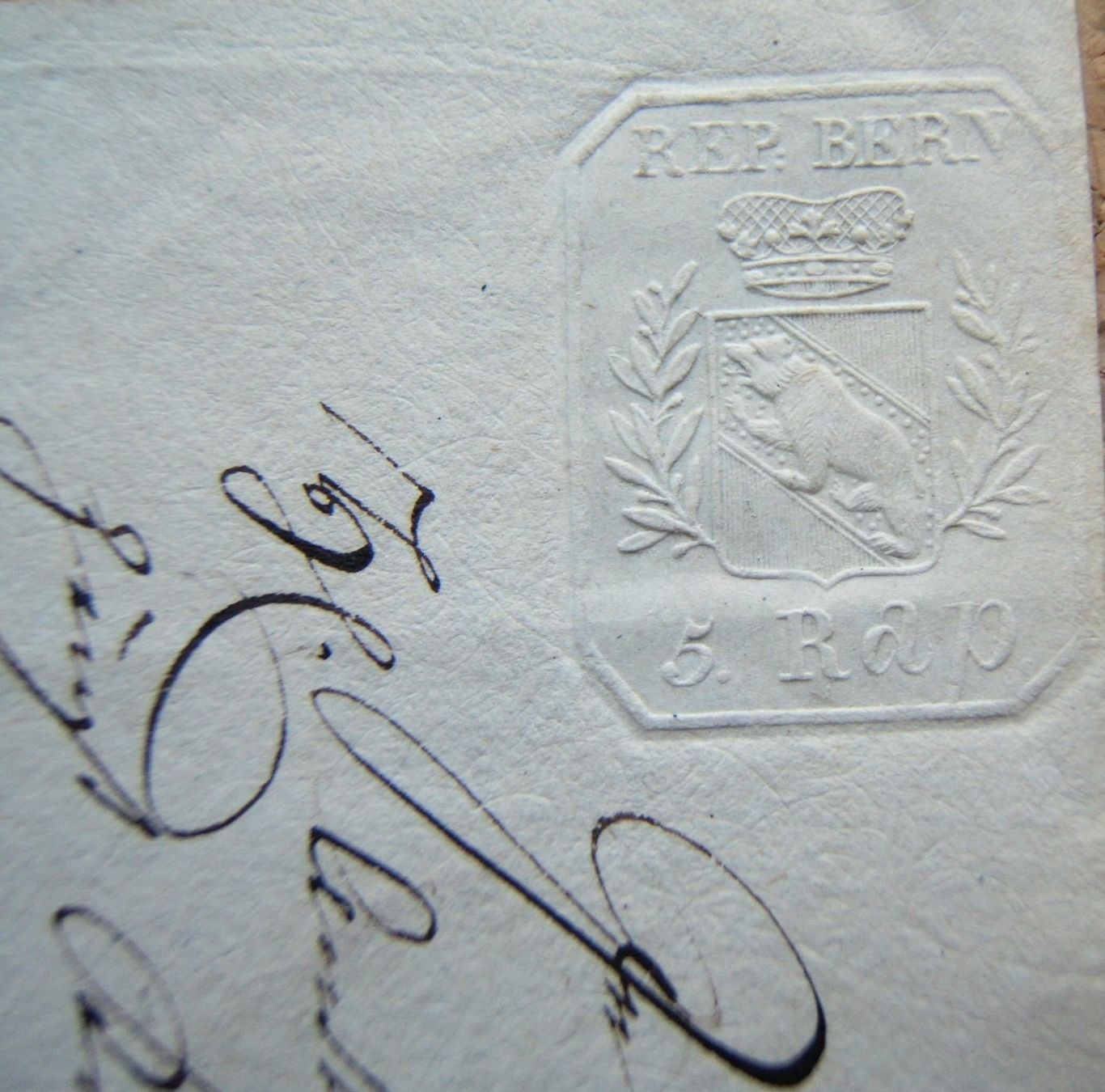 Alle Briefmarken: DOKUMENT 1835 MIT STEMPEL REP. BERN 5 RAP. + WASSERZEICHEN – Gebraucht aus Brunnen von Nonne04 3