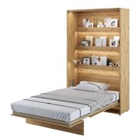 Schrankbett EMILIA Vertikal Eiche + LED Beleuchtung -120x200