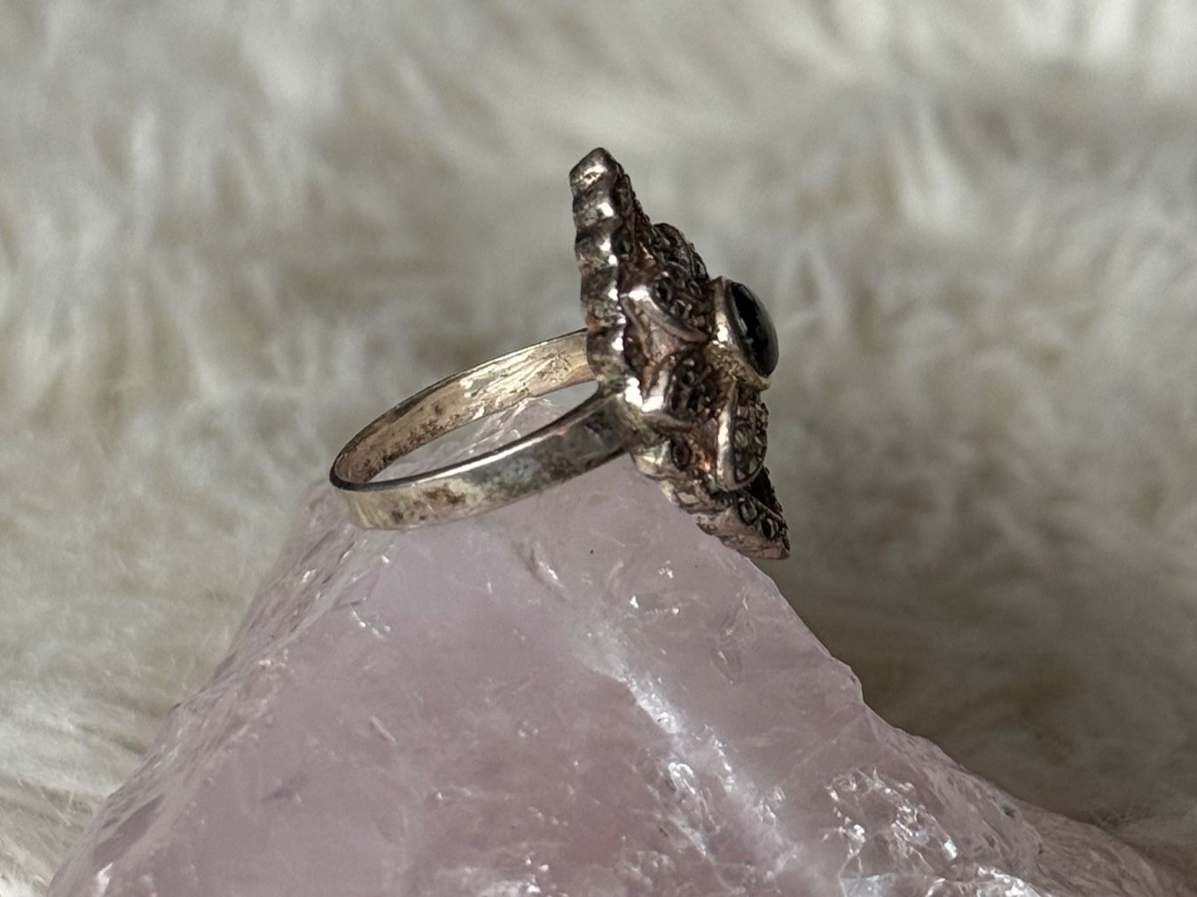 Anelli: Vintage Silberring 925 mit schwarzem Stein – Usato da Istighofen venduto da Ringparadies 1