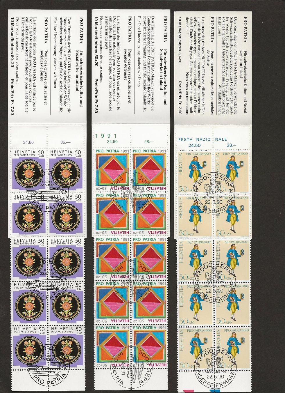 Alle Briefmarken: 1990 - 1995 Markenhefte Pro Patria Komplett FDC Kat. 155.- – Neu (gemäss Beschreibung) aus Baar von Saegi1 1
