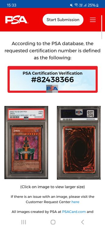 Yu-Gi-Oh JINZO Pharaoh’s Servant 1st Edition #PSV-000 PSA 9 4