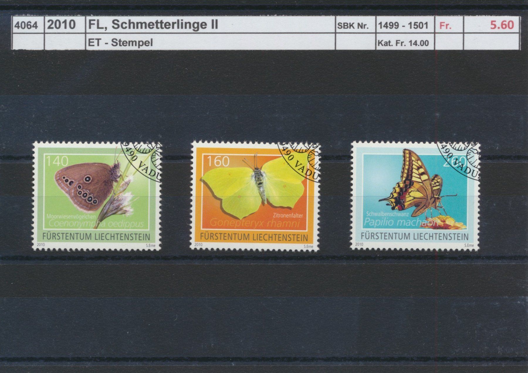 Alle Briefmarken: 2010 FL, "Schmetterlinge II", ET - Stempel – Gebraucht aus Winterthur von Zupogeru