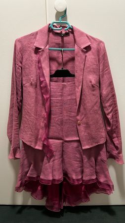 TARA JARMON Jacke & Rock Rosa 100% Leinen & Seide 36FR/XS