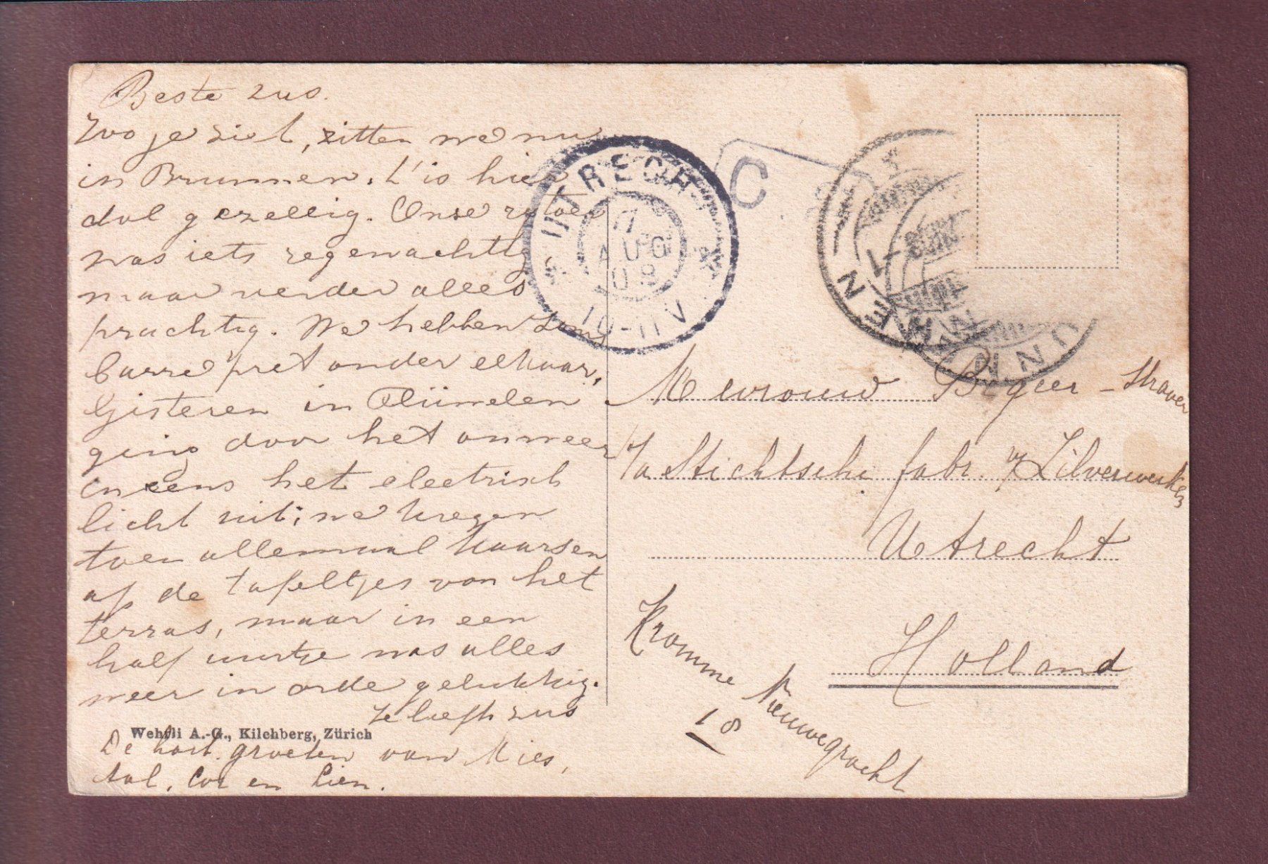 Cartoline postali: BRUNNEN - Mythen - Boot - 1908 – Usato da Pully venduto da nicecards 1