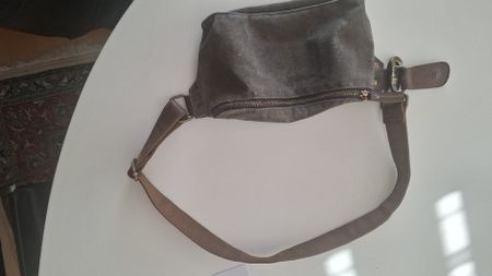 Umhängetasche Swiss Military grau Leder Canvas gebraucht