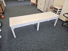 Gartenbank weiss Holzlamellen Lattung neu
