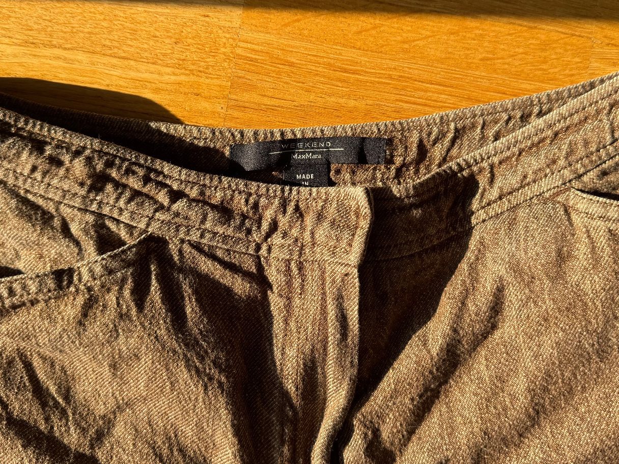 Max Mara Pantaloni: Max Mara Weekend Brown Linen Trousers - Size M – Usato da Fribourg venduto da mariedw 1