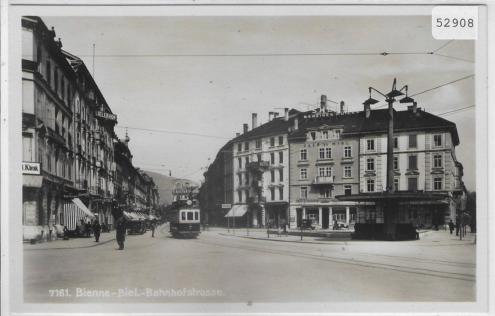 Cartoline postali: Bienne-Biel - Bahnhofstrasse - Tram - animee – Usato da Ettingen venduto da Kartenplanet