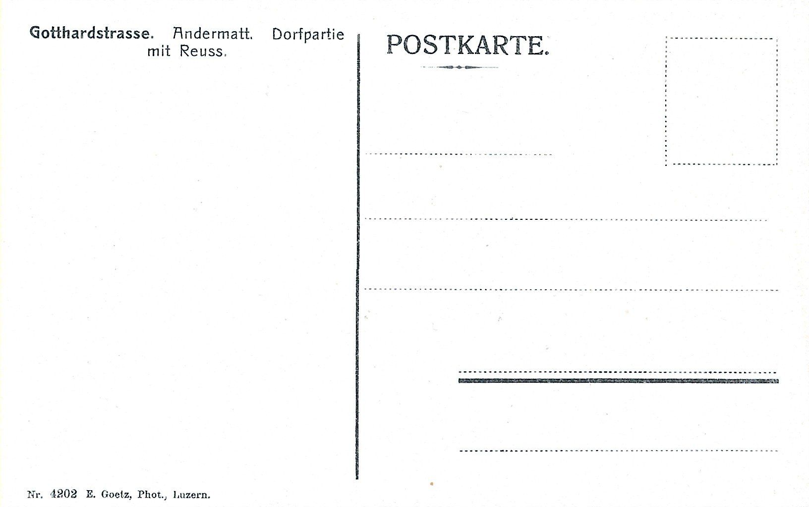 Cartoline postali: Andermatt - Dorfpartie mit Reuss – Usato da Flums venduto da Guscha1 1