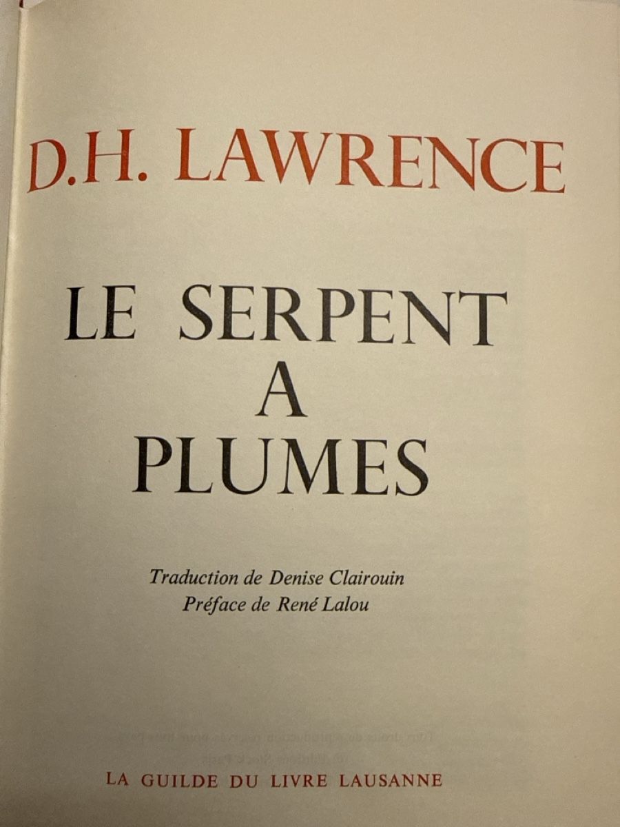 Libri: D H LAWRENCE le serpent à plumes – Usato da Schmitten FR venduto da Hohezelg 2