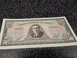 50 Escudos Chile 1967 Banknote 