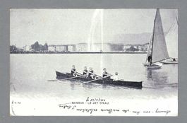 1903, GENÈVE, JET D'EAU ET RAMEURS