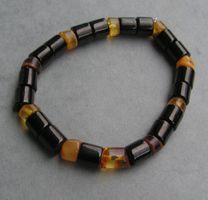 ♥ SCHLANGEN ARMBAND / UNISEX / BERNSTEIN + GAGAT / 18 CM ♥