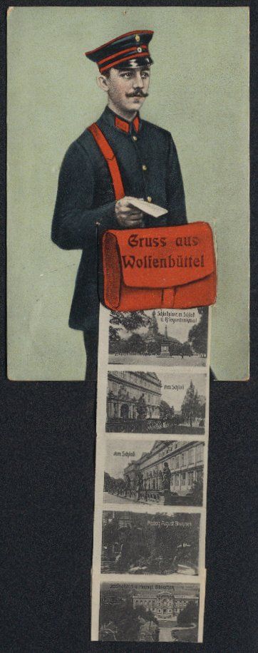 Cartoline postali: Leporello-AK Wolfenbüttel, Briefträger – Usato da Berlin venduto da bartko-reher