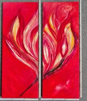 Abstraktes Acrylbild, handgemalt 30x80cm