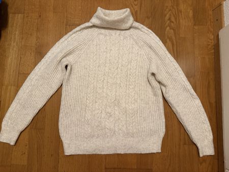 Rollkragenpullover C&A beige Zopfmuster Grösse M.