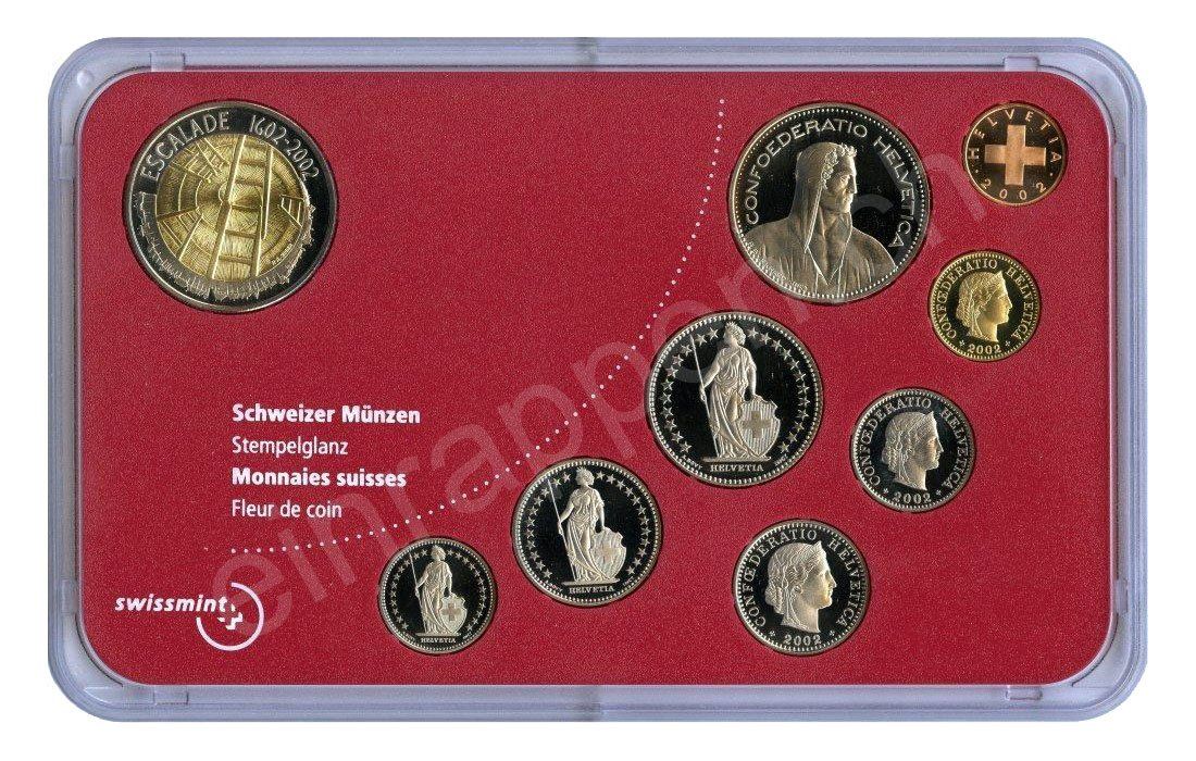 Tutti le monete: SET de monnaie suisse de 2002 non circulé FDC – Nuovo e nell'imballaggio originale da Fribourg venduto da Kiki020 1