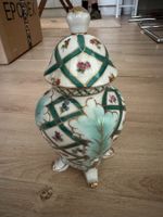 Vase Royal Europe Keramik Handgemalt Weiss Grün, 2mal