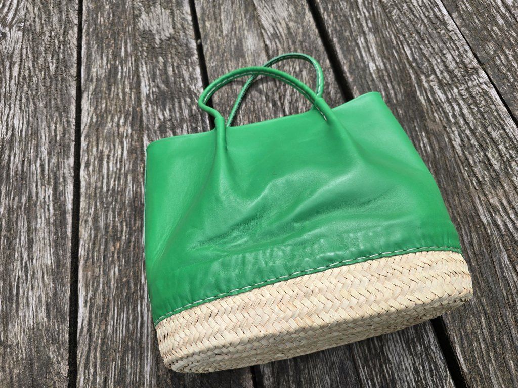 Taschen für Damen: Korb: Korbtasche Leder grün-ANGEBOT – Neu (gemäss Beschreibung) aus Romanshorn von Rachacha 1