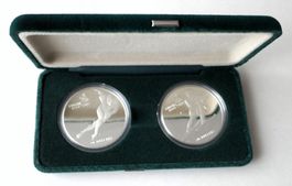 2 Stk. 20-Dollar-Silbermünzen Olympischen Winterspiele 1988