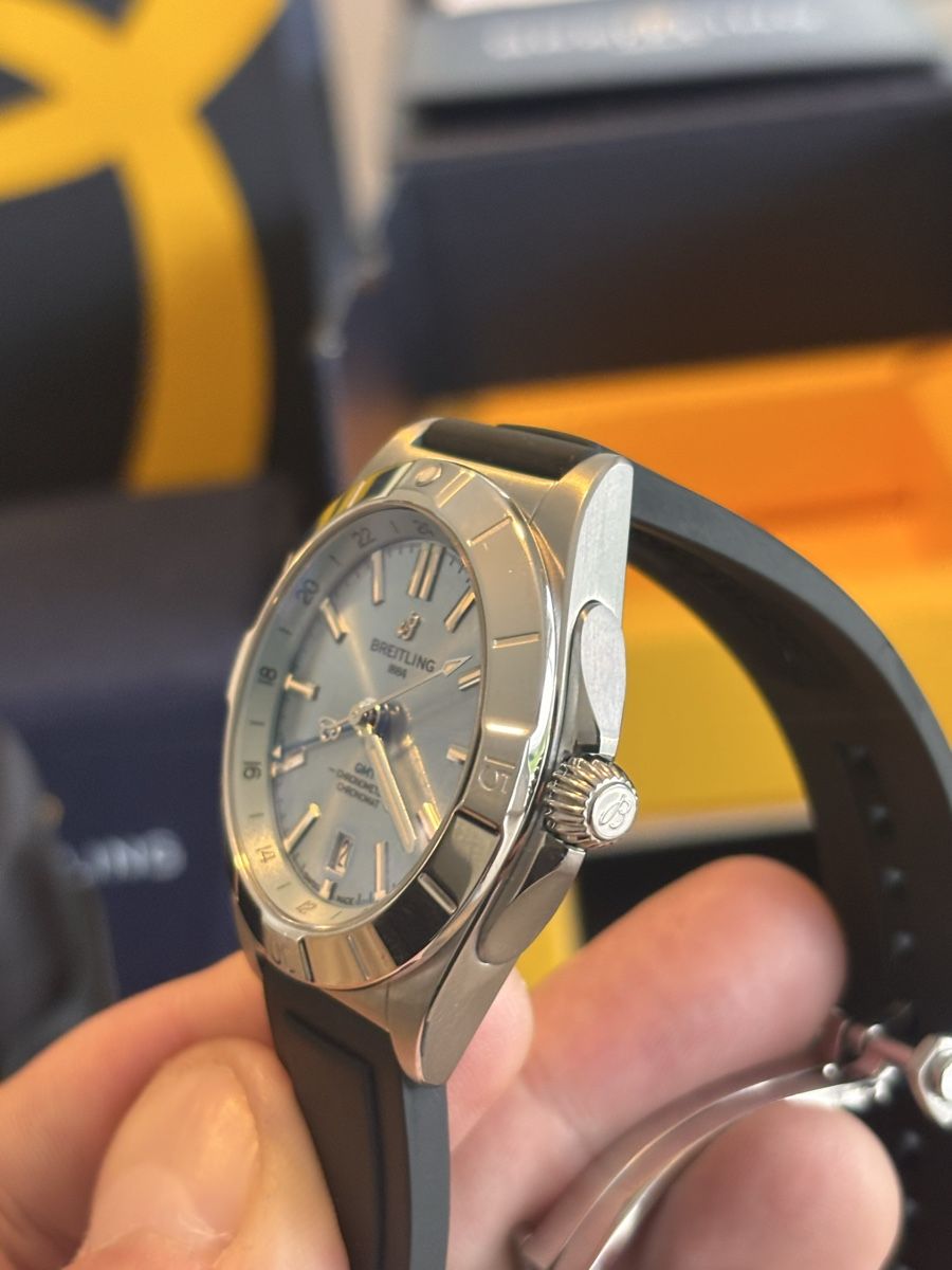 Breitling Orologi: Breitling Chronomat GMT platinum blue – Usato da Genève venduto da SultansOfTone 4