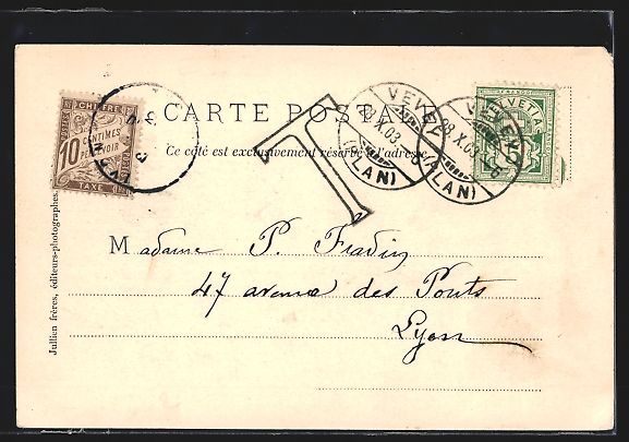 Ansichtskarten: Vevey, Chateau Couvreu, Ruderboote und K – Gebraucht aus Berlin von bartko-reher 1