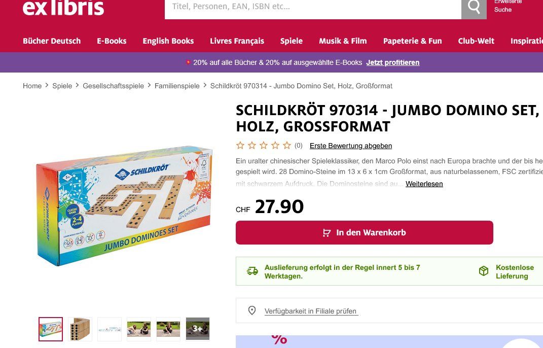 Spiele: Schildkröt Jumbo Domino Set, Holz, Großformat – Neu und originalverpackt aus Oensingen von Liquidations-Shop 5