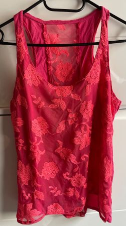 Bell Top di pizzo incolore corallo-M/L-ideale per vacanze
