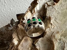 Ring Silber antik massiv besond. Glassteine Punze: 925 AAR