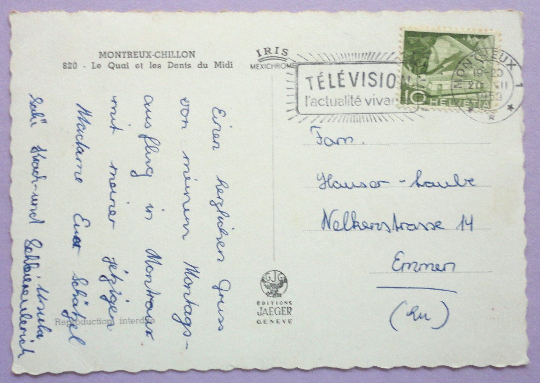 Cartoline postali: Montreux-Chillon – Usato da Fétigny venduto da Billy2miny 1