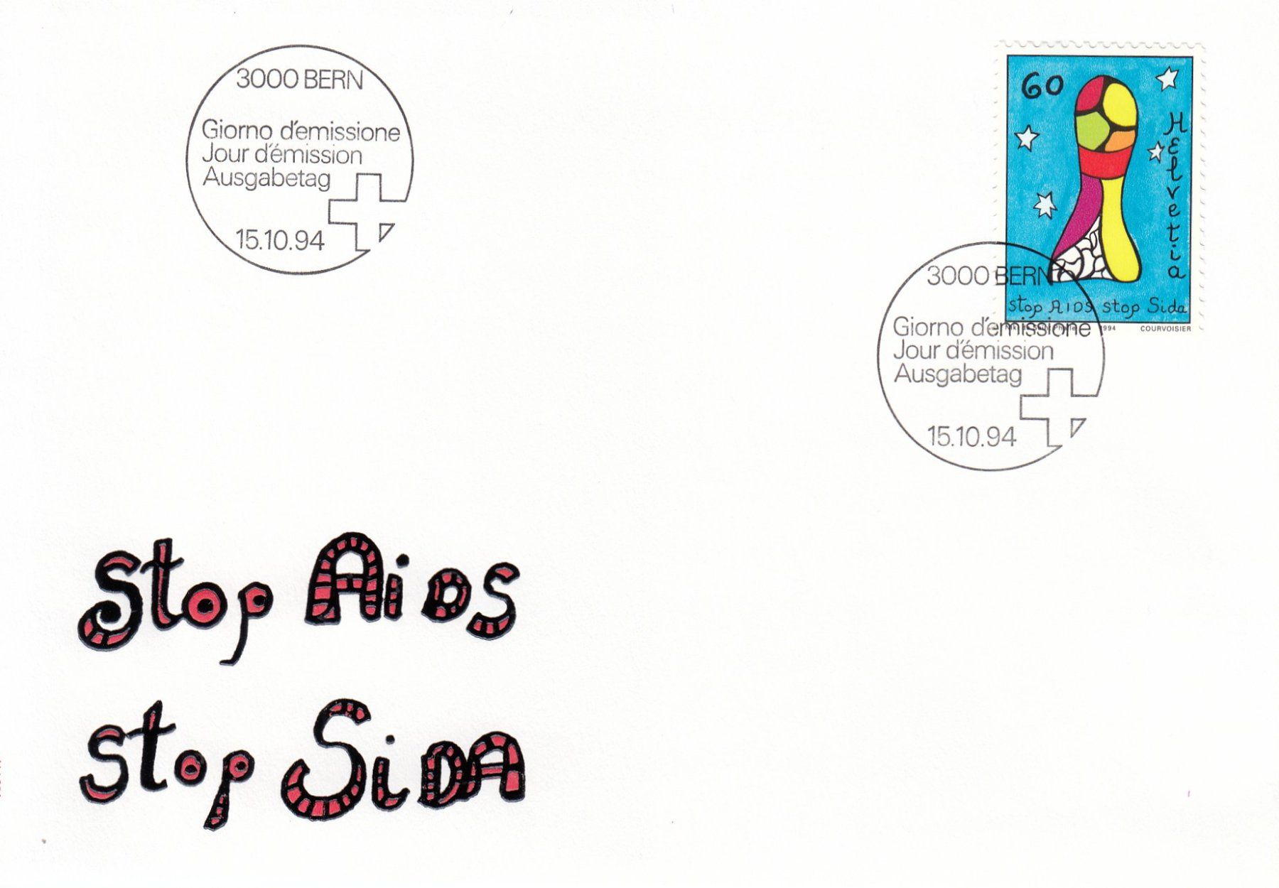 Tutti i francobolli: 1994 Stop Aids Stop Sida FDC – Usato da Spreitenbach venduto da Mustang_1105