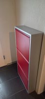 Metall Schuhschrank rot/grau mit 3 Fächern