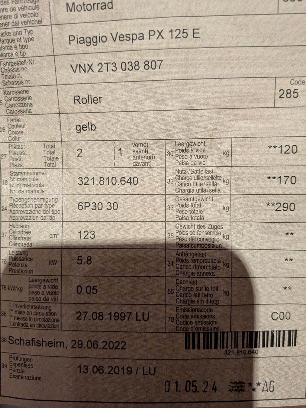 Vespa Scooter: Vespa 125 PX – Usato da Mülligen venduto da Bblack 1