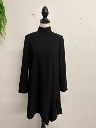 Tara Jarmon Kleid schwarz 36 langarm knielang Turtleneck