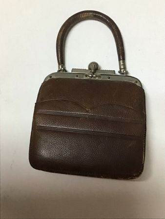 Uralte kleine Leder Puppen Tasche