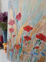 Abstraktes Acrylbild, Unikat, Mohnen, 50x70 cm