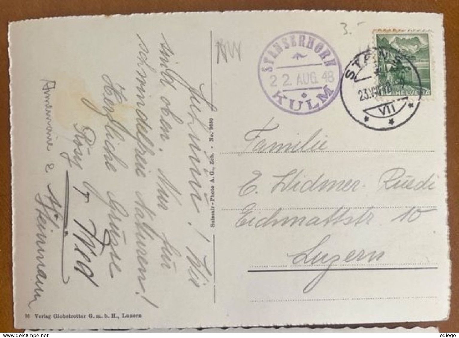 Cartoline postali: Stanserhorn - Panorama - Hôtel 1948 – Usato da Lutry venduto da Ediego 1