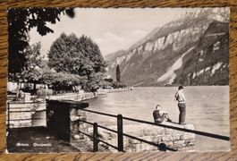 Junge Angler am Quai in Brienz, 1943, n. Zürich z. E.Zehnder