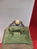 Ring mit Perle Silber und Gold 2farbig verstellbar