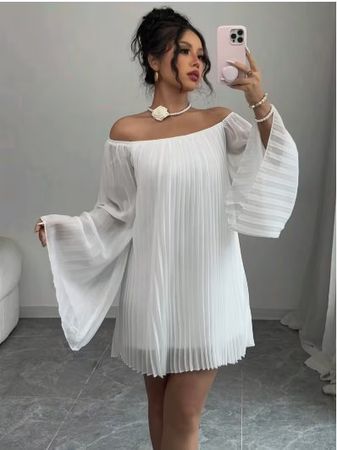 NEUES elegantes, uni weisses Kleid Gr. S - 226020