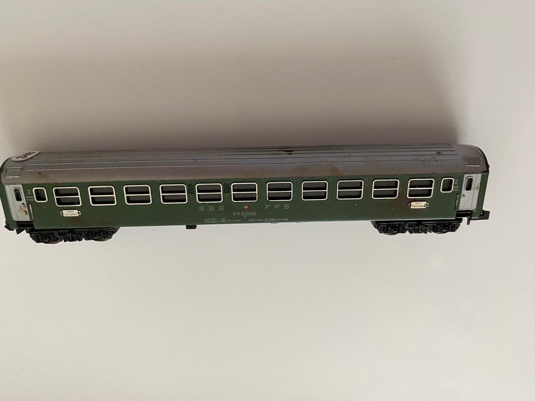 Trix Modellini di ferrovie: SBB Waggon Spur N Trix defekt 348 – Difettoso da Kerzers venduto da tisyayasuBE