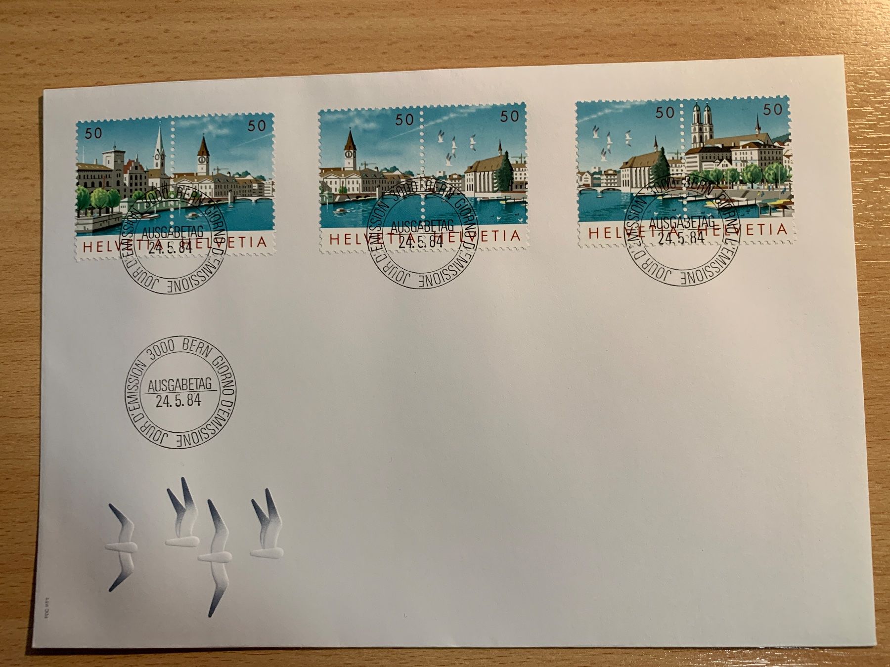 Tutti i francobolli: Ersttagsbrief mit 6 Marken 50Rappen 1984 – Usato da Ibach venduto da lisch3