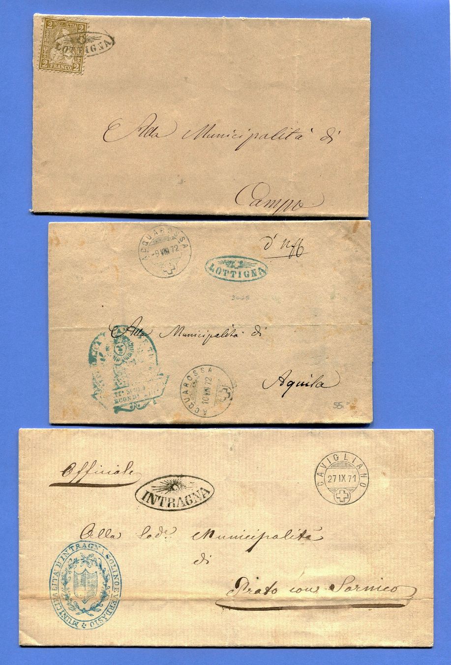 Timbri: Strahlenstempel Lottigna und Intragna – Usato da Maggia venduto da philtrade