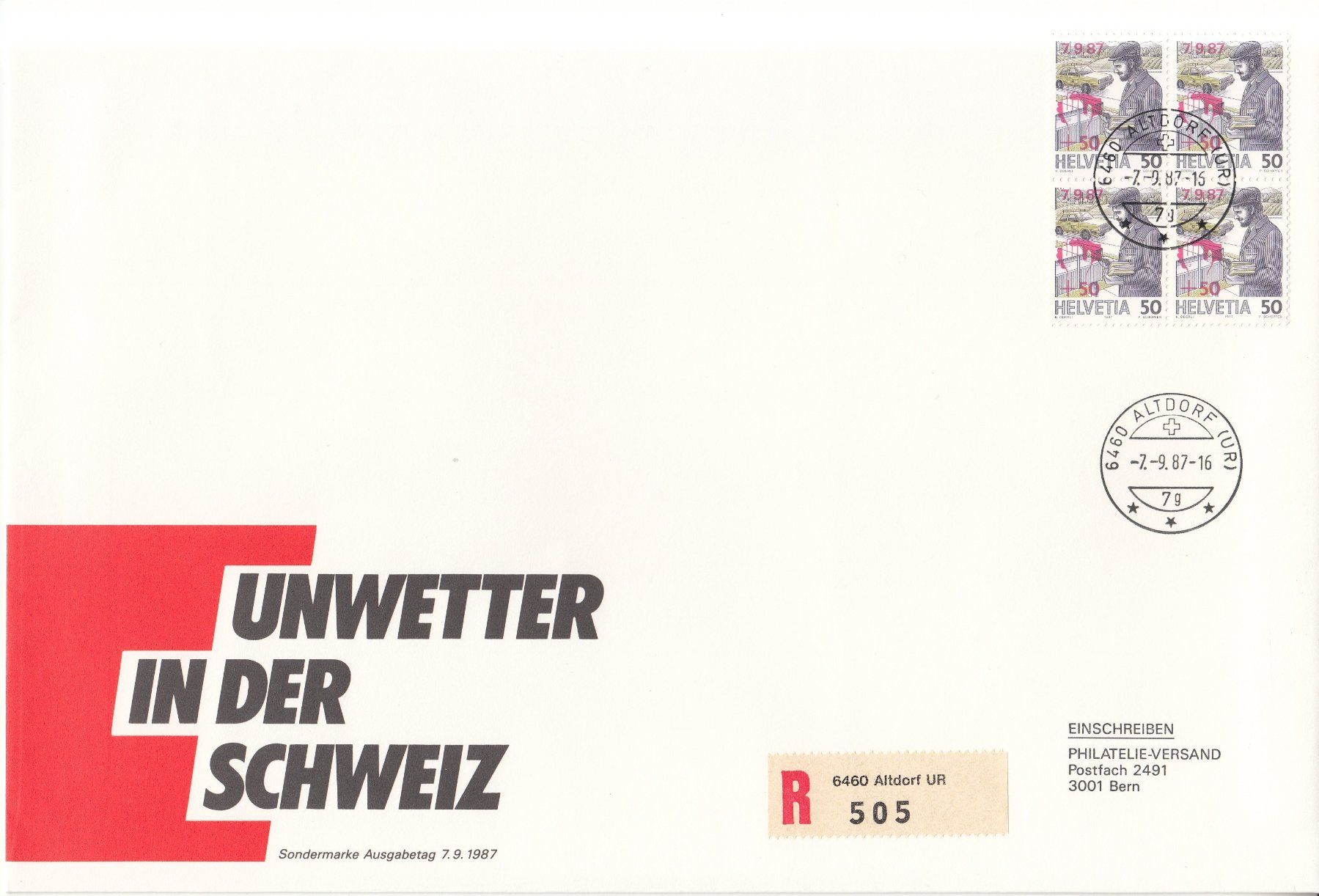 Tutti i francobolli: SBK W66 im 4er-Block FDC Grossbrief – Usato da Bürglen TG venduto da StampGraf