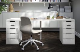 IKEA LAGKAPTEN Tischplatte 200x60 Weiss mit roten Beinen