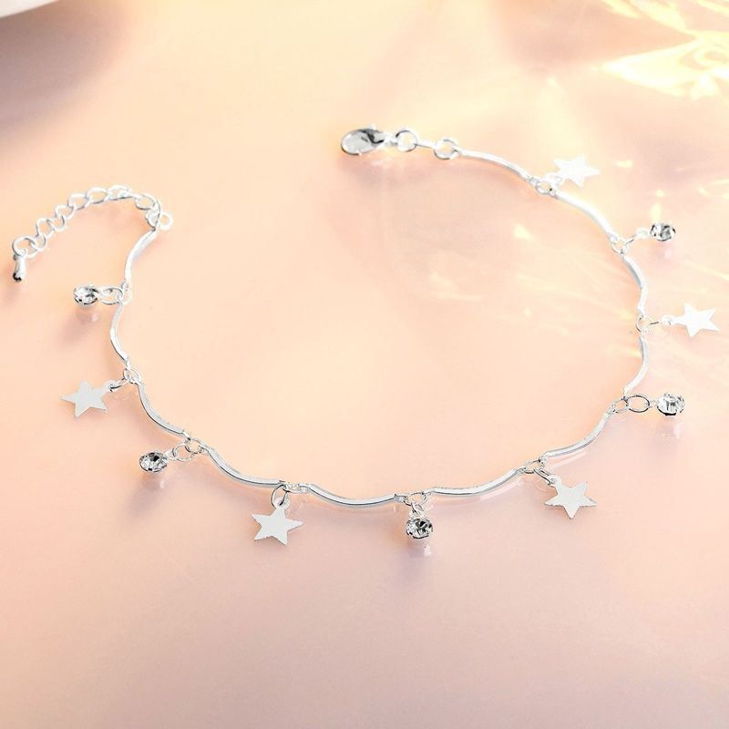 Bracciali & Braccialetti: silber fusskette mit sternen und stein – Nuovo e nell'imballaggio originale da St. Gallen venduto da yatoot26 2