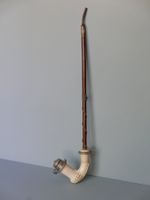 ANTIKE TABAK-PFEIFE MEERSCHAUM SILBER HORN NUSSBAUM