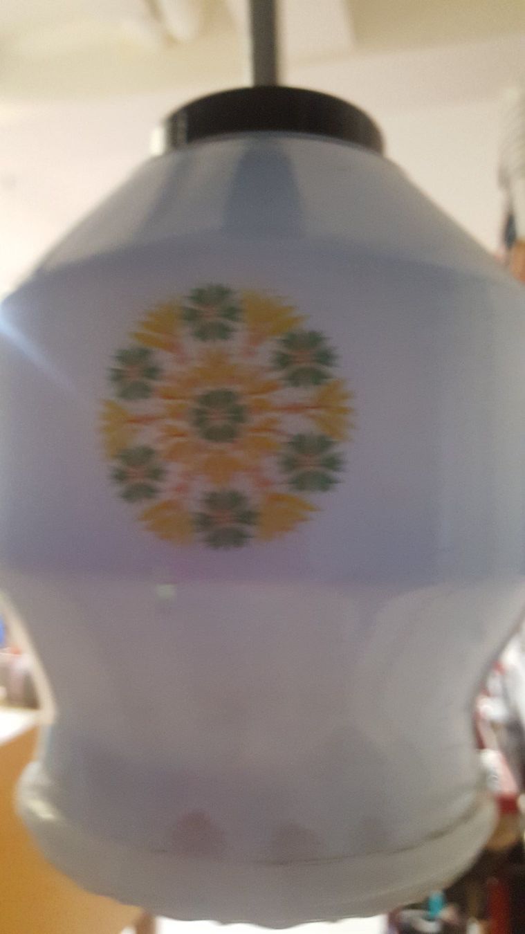Lampadari & plafoniere: Vintage Decken-Hänge-Lampe .  Pressglas hellblau ,gemustert – Usato da Arlesheim venduto da shopradl 5