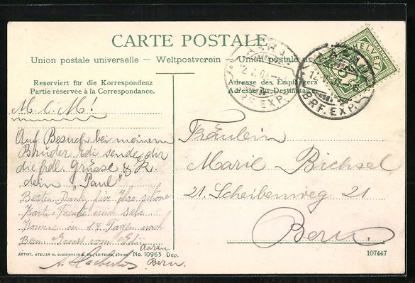 Cartoline postali: AK Aarau, Gesamtansicht, 1907 – Usato da Berlin venduto da bartko-reher 1