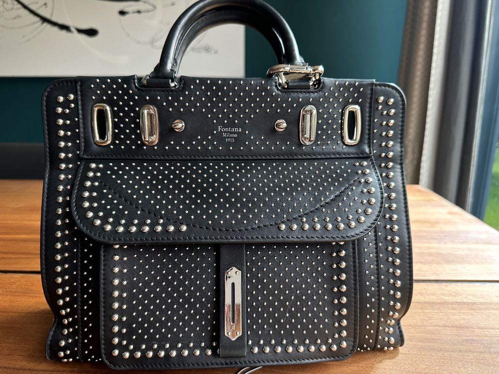 Fontana Milano 1915 „A“-Tasche in Schwarz noppen (Gebraucht) in